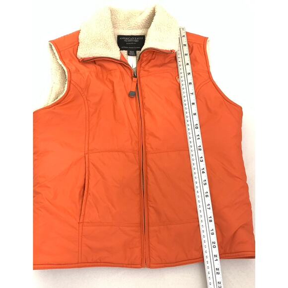 American Eagle Outfitters Womens Vest Orange Medium Shelter Series Sherpa Lined - Picture 9 of 14